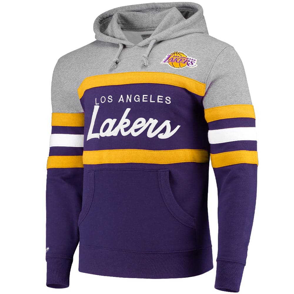 Mitchell And Ness Jumpers Los Angeles Lakers Mitchell & Ness NBA Head Coach Premium Hoodie Jumper - Purple