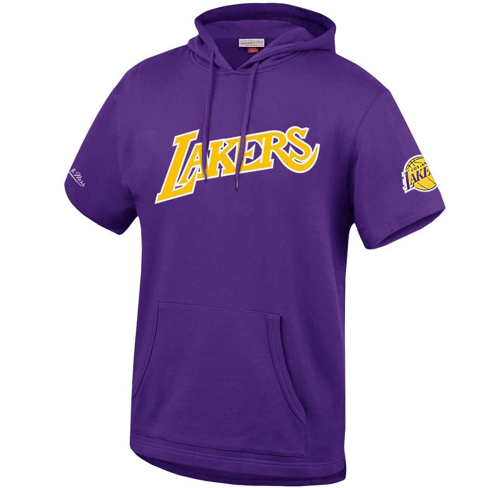 Mitchell And Ness Jumpers Los Angeles Lakers Mitchell & Ness NBA HWC French Terry Short Sleeve Hoodie Jumper - Purple