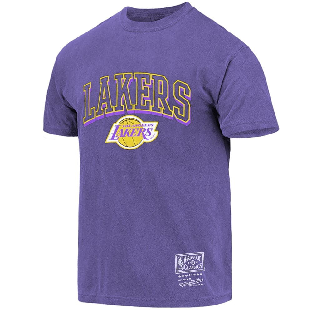 Mitchell And Ness T-Shirts Los Angeles Lakers Mitchell & Ness NBA HWC Keyline Vintage T-Shirt - Faded Purple