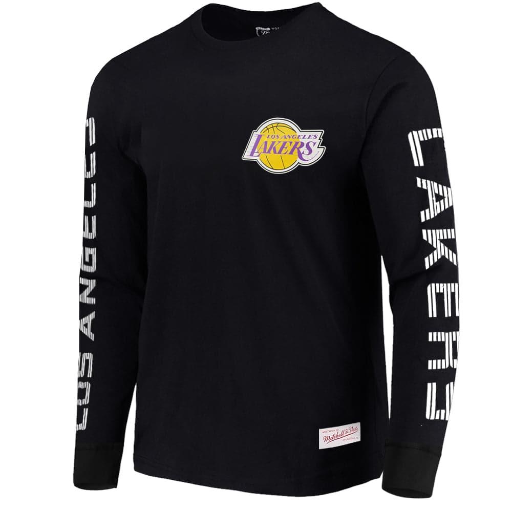 Mitchell And Ness T-Shirts Los Angeles Lakers Mitchell & Ness NBA HWC Outline Long Sleeve T-Shirt - Black