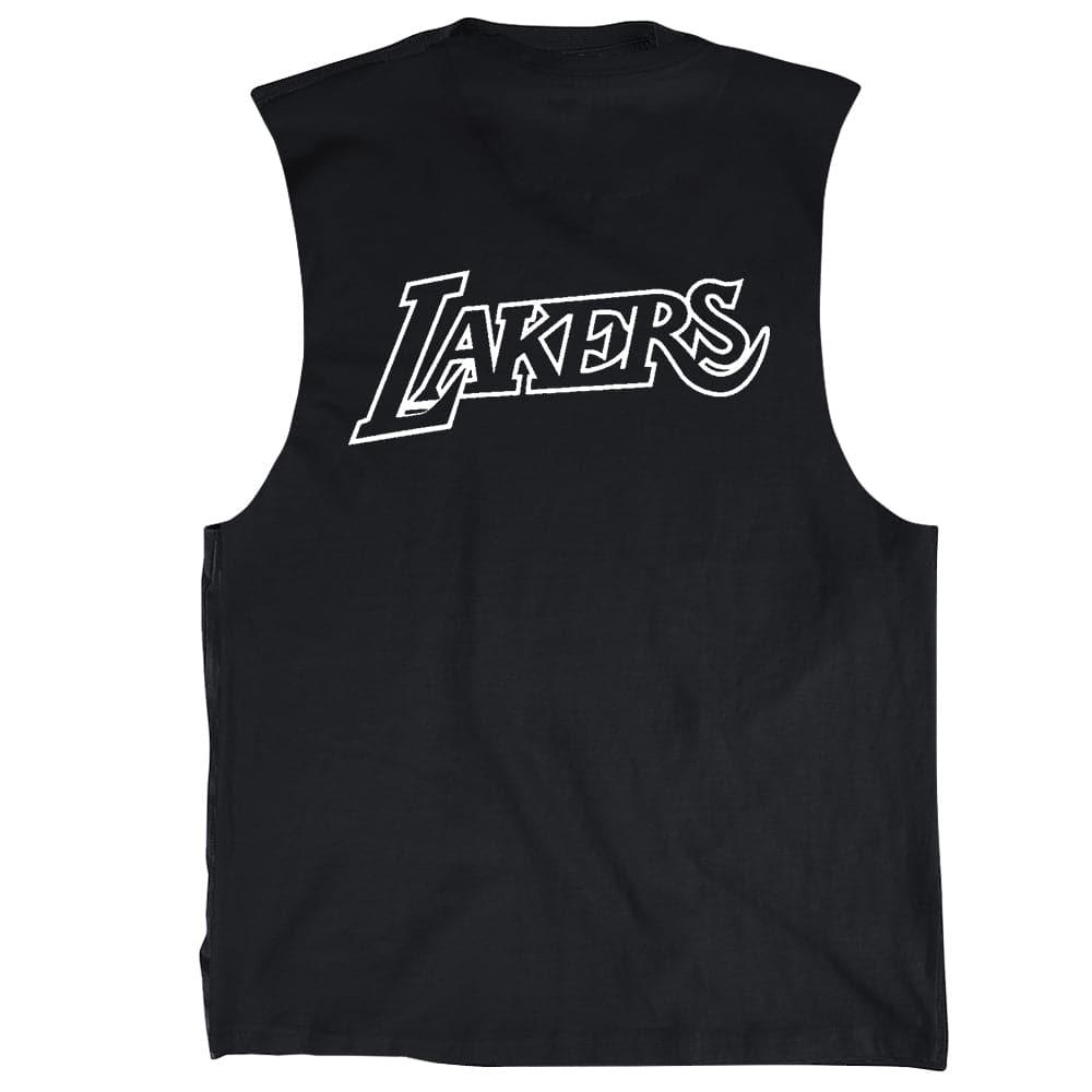 Mitchell And Ness T-Shirts Los Angeles Lakers Mitchell & Ness NBA HWC White Wordmark Muscle T-Shirt - Black