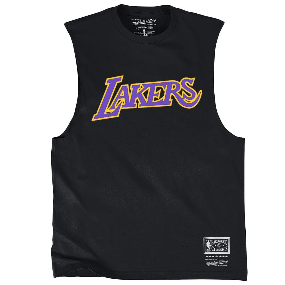 Mitchell And Ness T-Shirts Los Angeles Lakers Mitchell & Ness NBA HWC Wordmark Sleeveless Muscle T-Shirt - Black