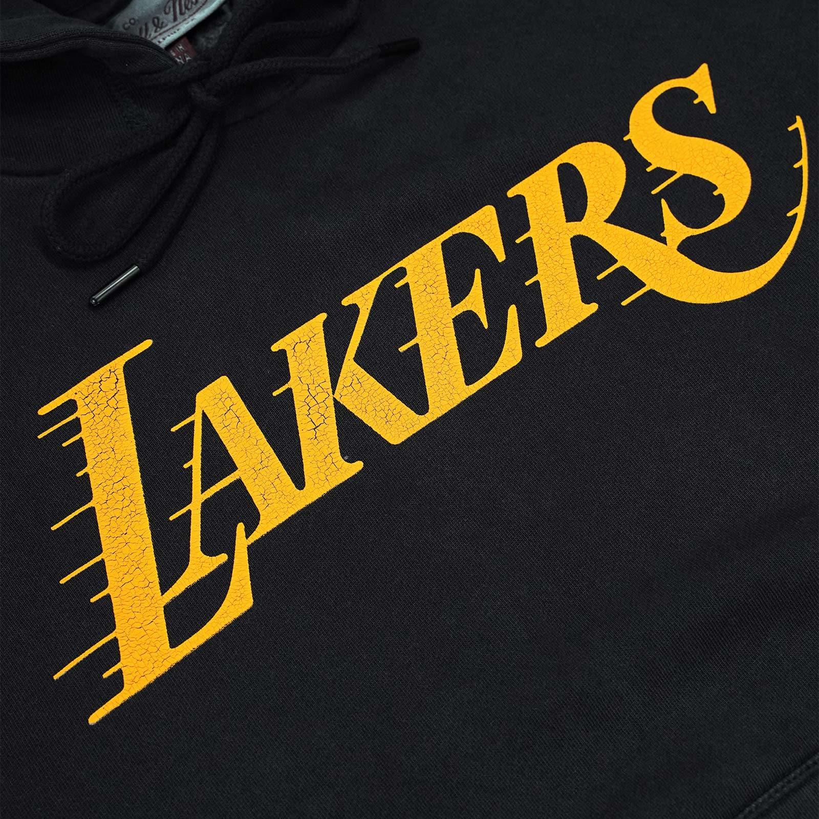 Mitchell And Ness Jumpers Los Angeles Lakers Mitchell & Ness NBA HWC Wordmark Vintage Hoodie Jumper - Faded Black
