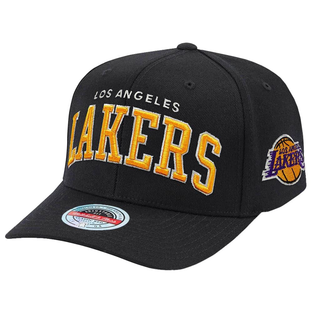 Mitchell And Ness Caps Los Angeles Lakers Mitchell & Ness NBA Iconic Classic Red Curve Snapback Hat - Black
