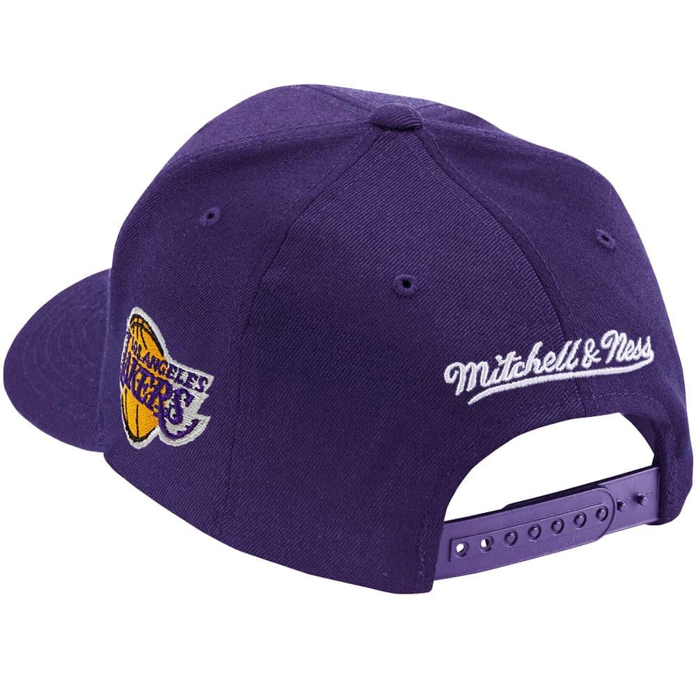 Mitchell And Ness Caps Los Angeles Lakers Mitchell & Ness NBA Iconic Classic Red Curve Snapback Hat - Purple
