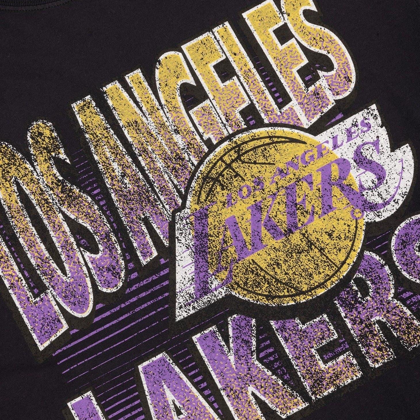 Mitchell And Ness T-Shirts Los Angeles Lakers Mitchell & Ness NBA Incline Stack Vintage T-Shirt - Faded Black