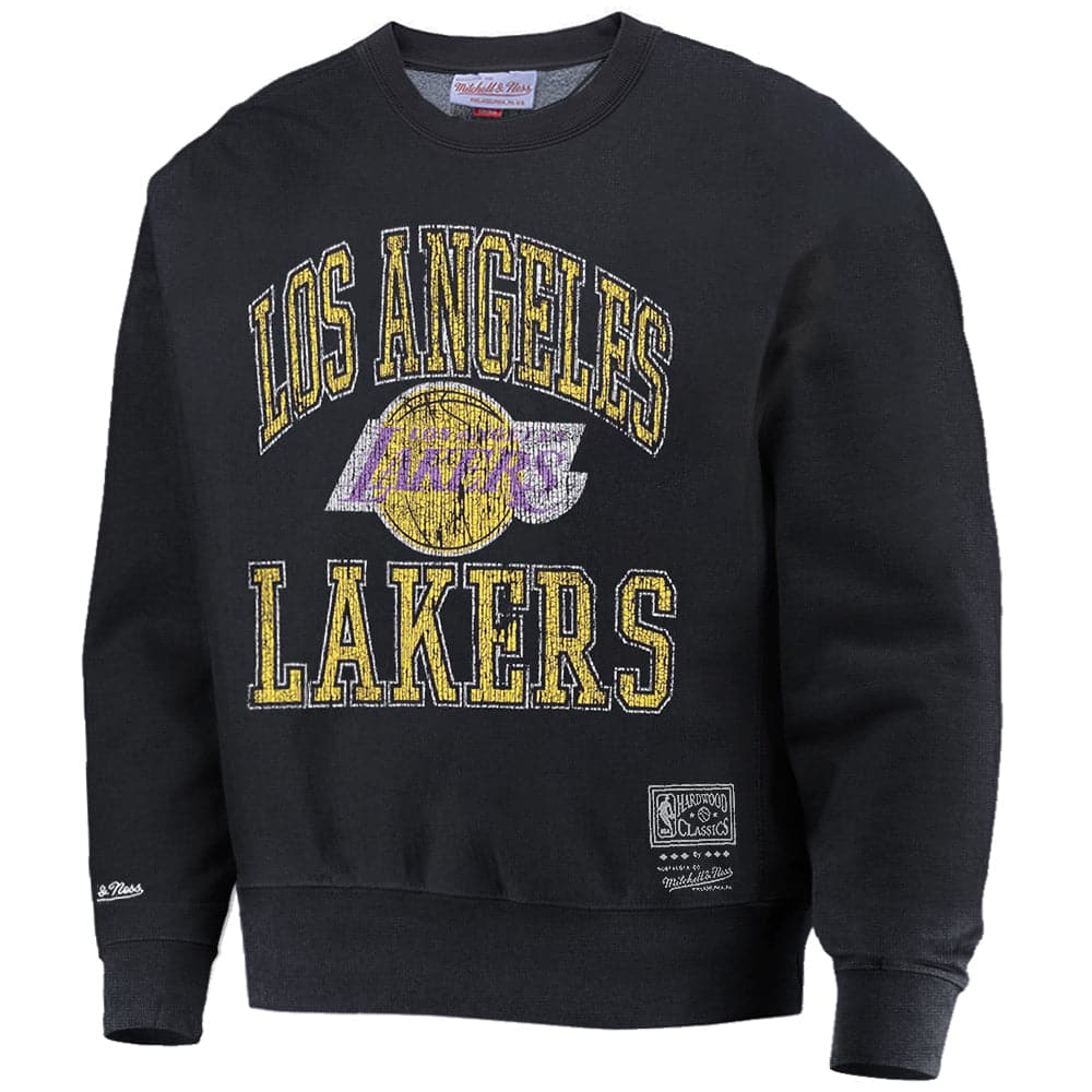 Mitchell And Ness Jumpers Los Angeles Lakers Mitchell & Ness NBA Ivy Arch Vintage Crew Jumper - Faded Black