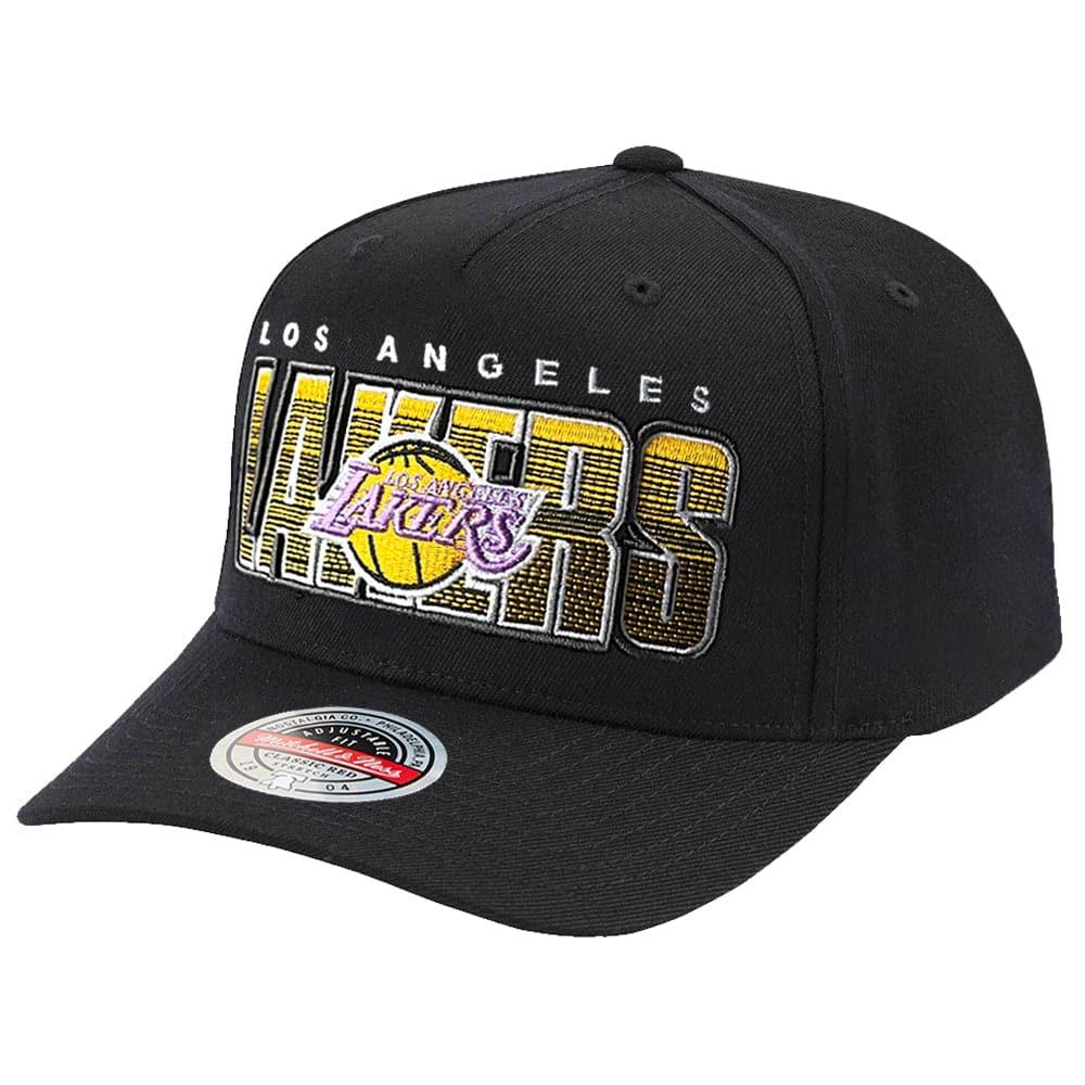 Mitchell And Ness Caps Los Angeles Lakers Mitchell & Ness NBA Linear Classic Red Snapback Hat - Black