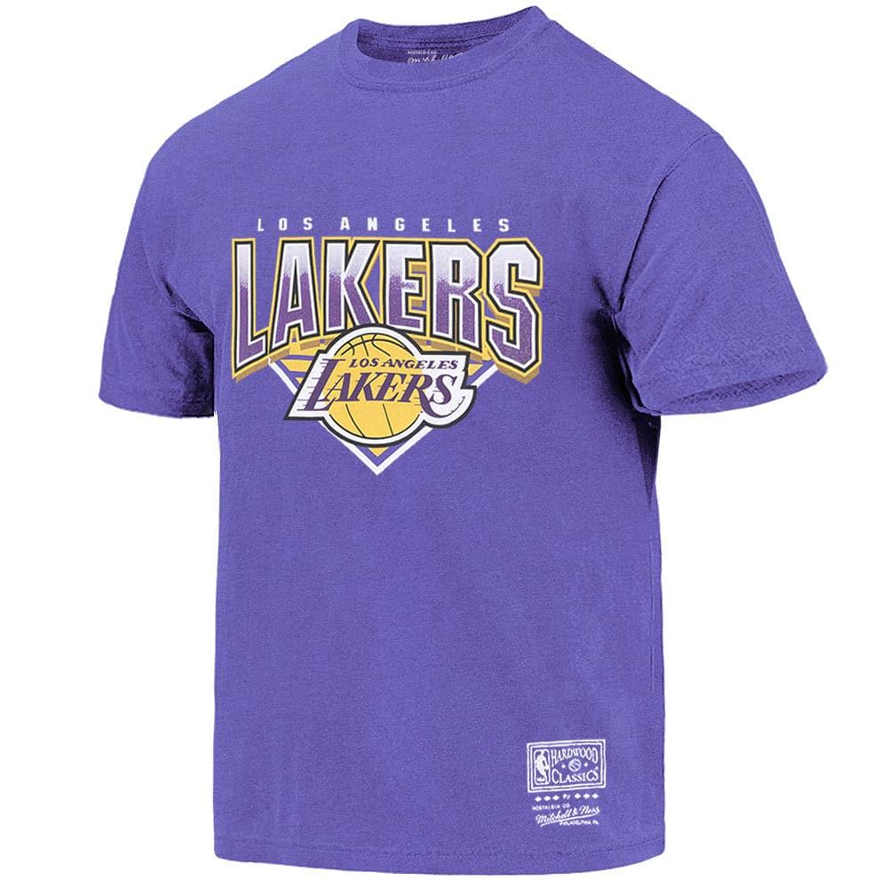 Mitchell And Ness T-Shirts Los Angeles Lakers Mitchell & Ness NBA Metallic Shadow Vintage T-Shirt - Faded Purple