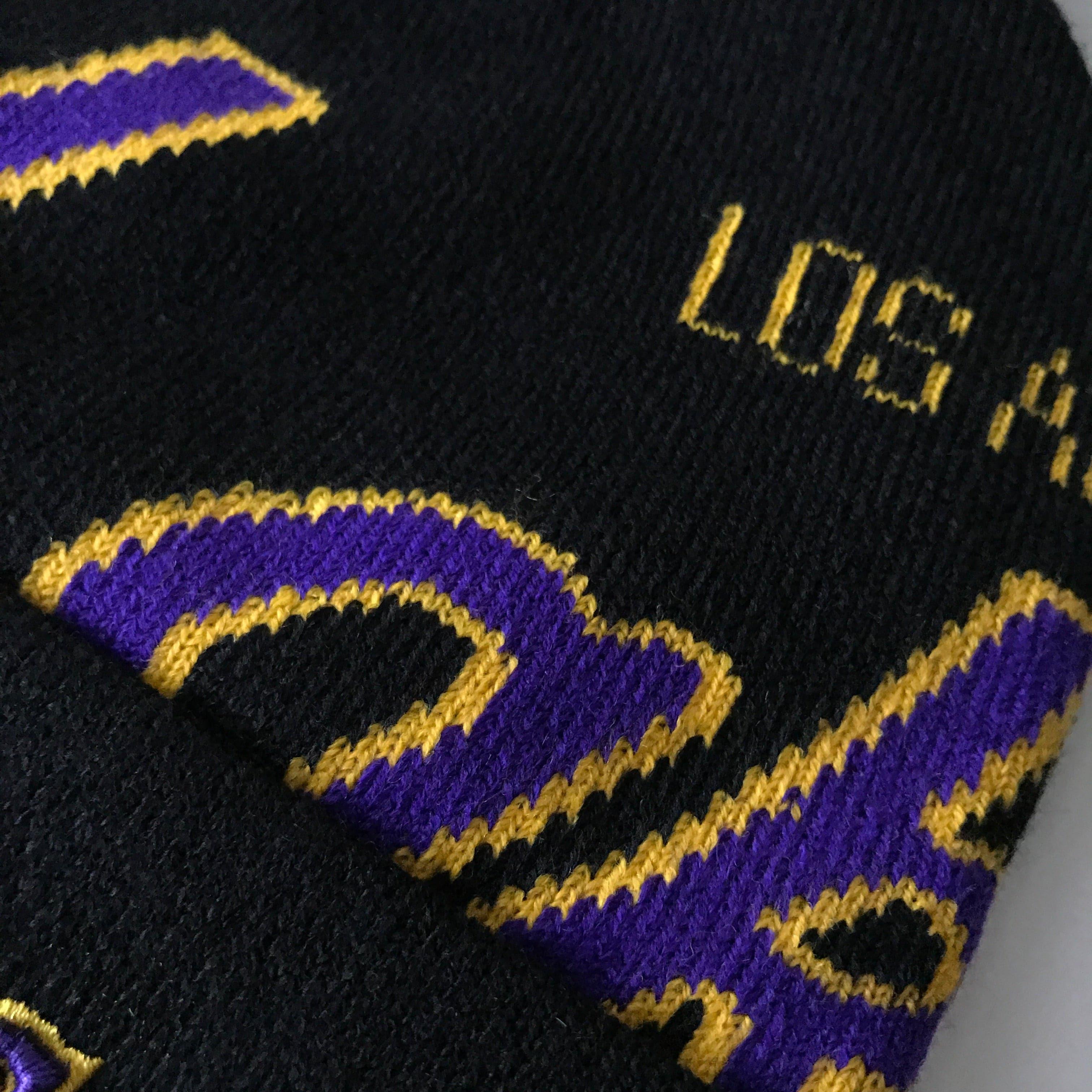 Mitchell And Ness Beanies Los Angeles Lakers Mitchell & Ness NBA Script Burst Pom Knit Beanie - Black