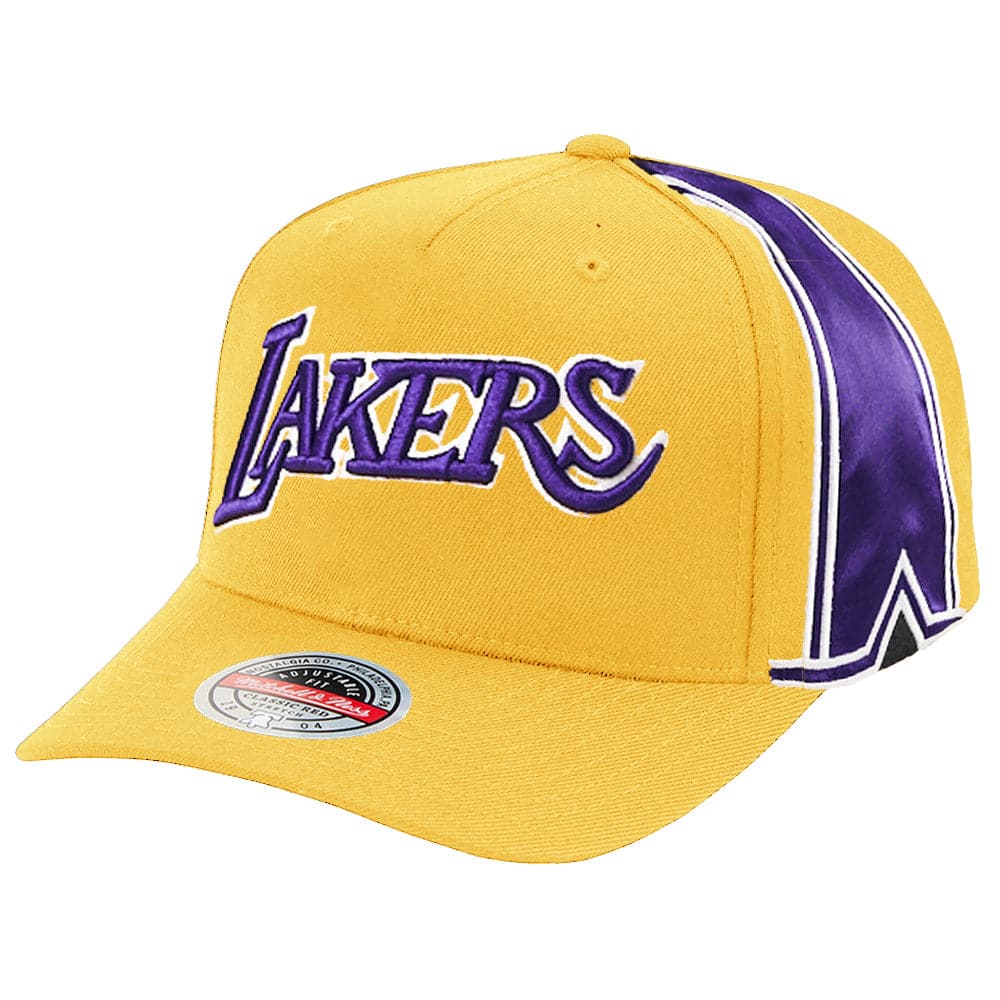 Mitchell And Ness Caps Los Angeles Lakers Mitchell & Ness NBA Short Hook Classic Red Snapback Hat - Yellow
