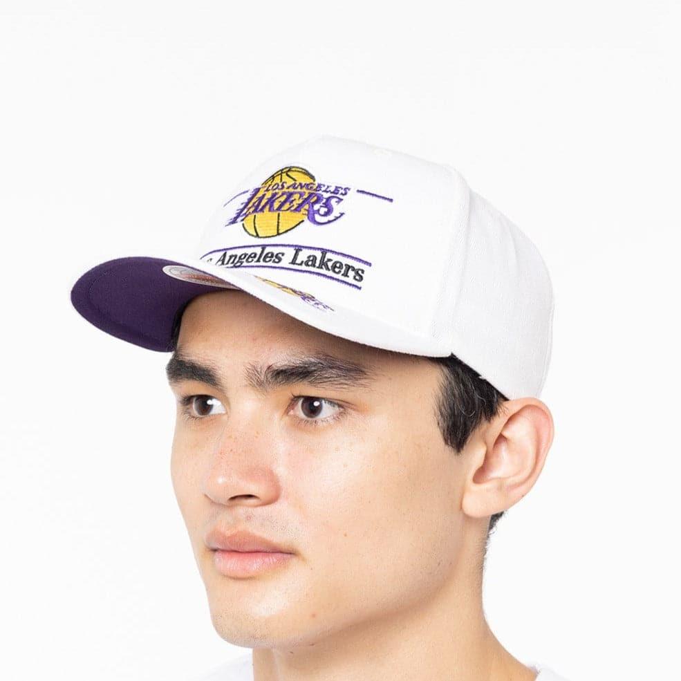 Mitchell And Ness Caps Los Angeles Lakers Mitchell & Ness NBA Show Up Classic Red Snapback Hat - Off White