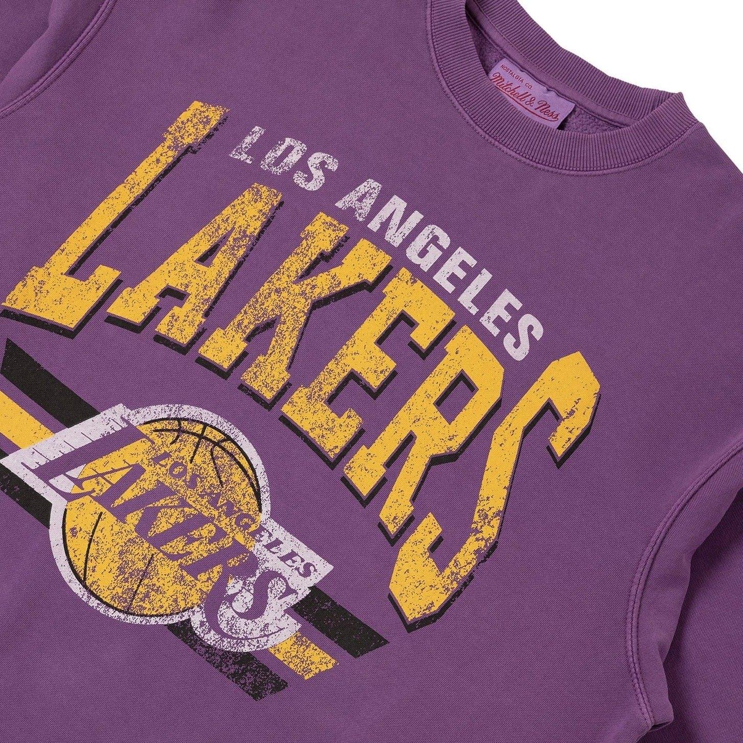 Mitchell And Ness Jumpers Los Angeles Lakers Mitchell & Ness NBA Stadium Logo Vintage Crew Jumper - Faded Purple