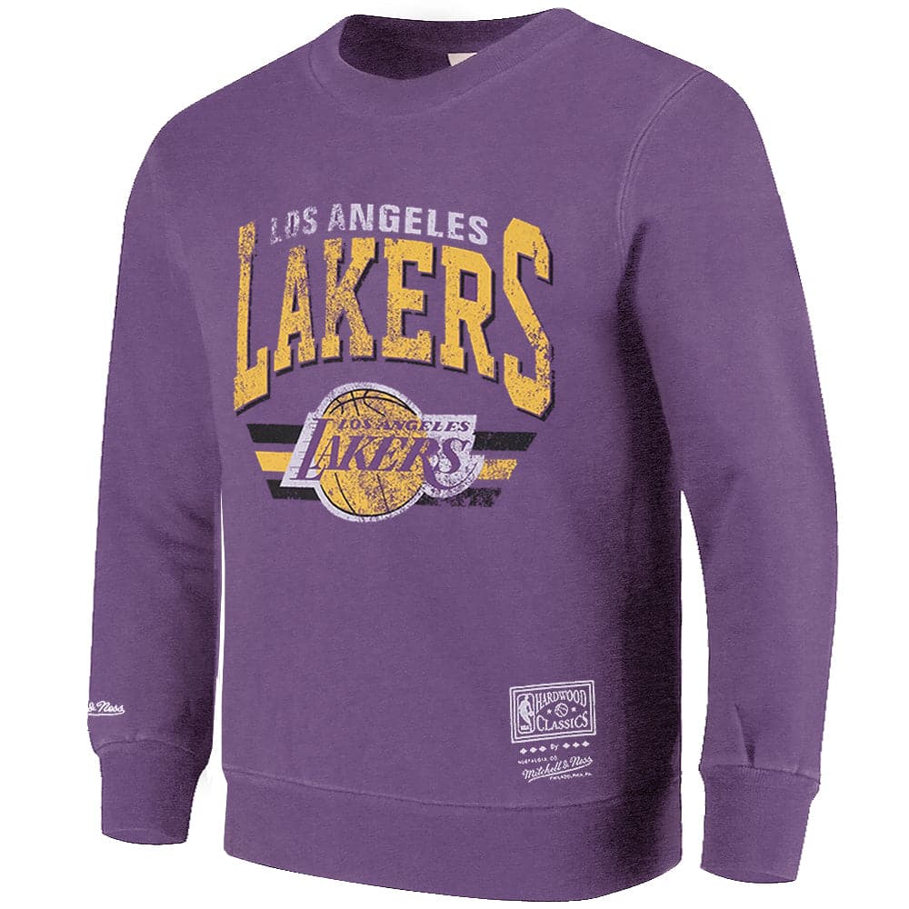 Mitchell And Ness Jumpers Los Angeles Lakers Mitchell & Ness NBA Stadium Logo Vintage Crew Jumper - Faded Purple