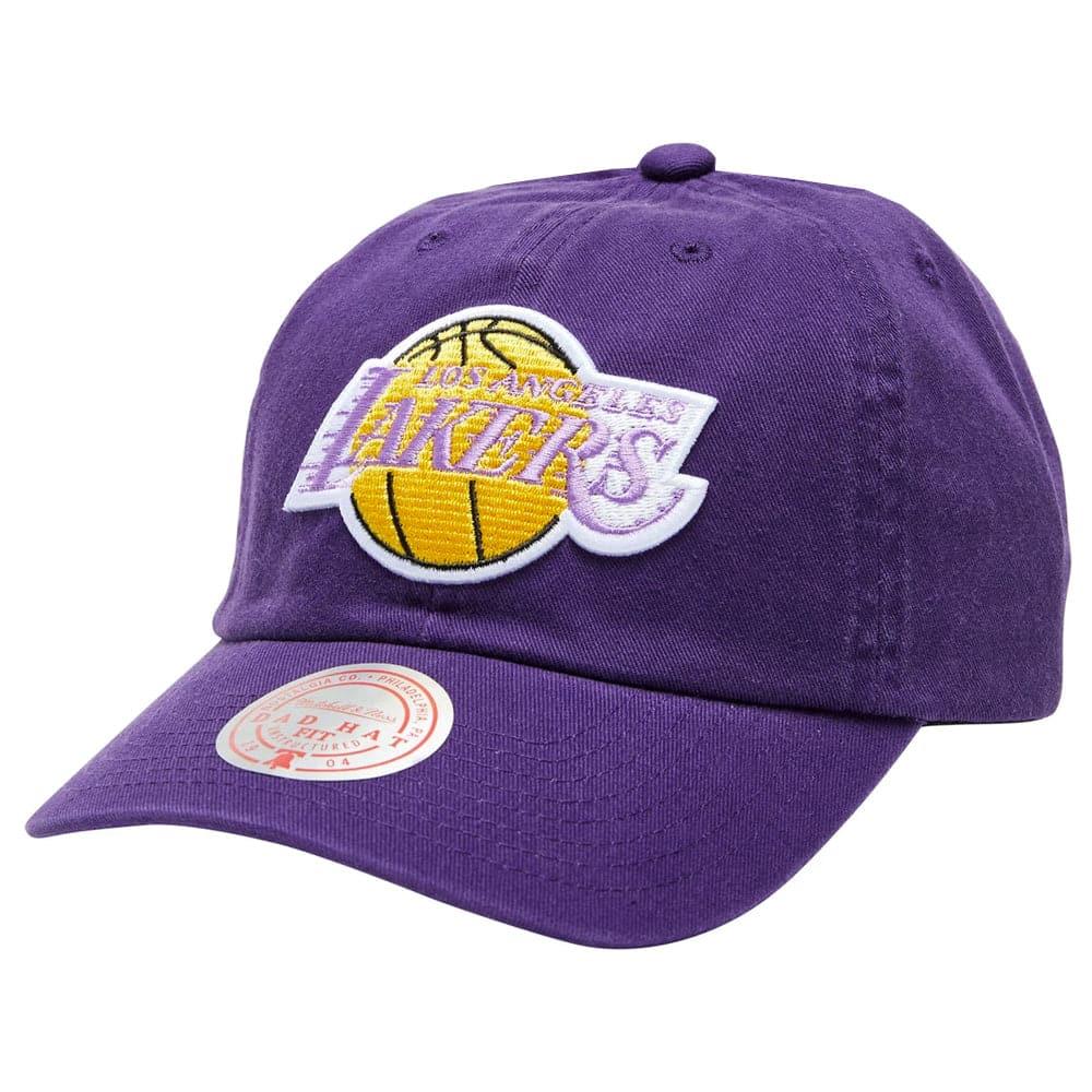 Mitchell And Ness Caps Los Angeles Lakers Mitchell & Ness NBA Team Vintage Thread Strapback Dad Hat - Purple