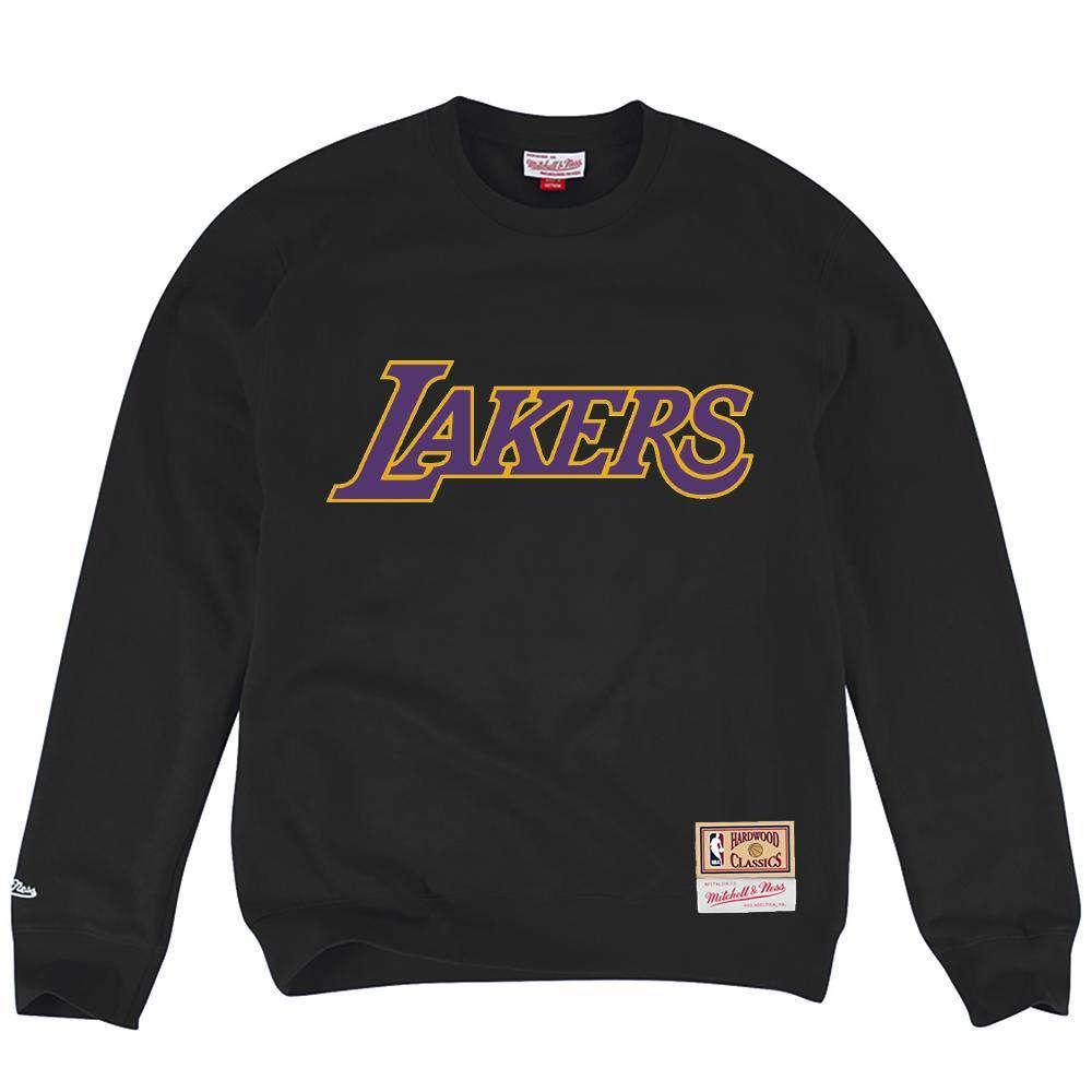 Mitchell And Ness Jumpers Los Angeles Lakers Mitchell & Ness NBA Team Wordmark Crew Jumper - Black