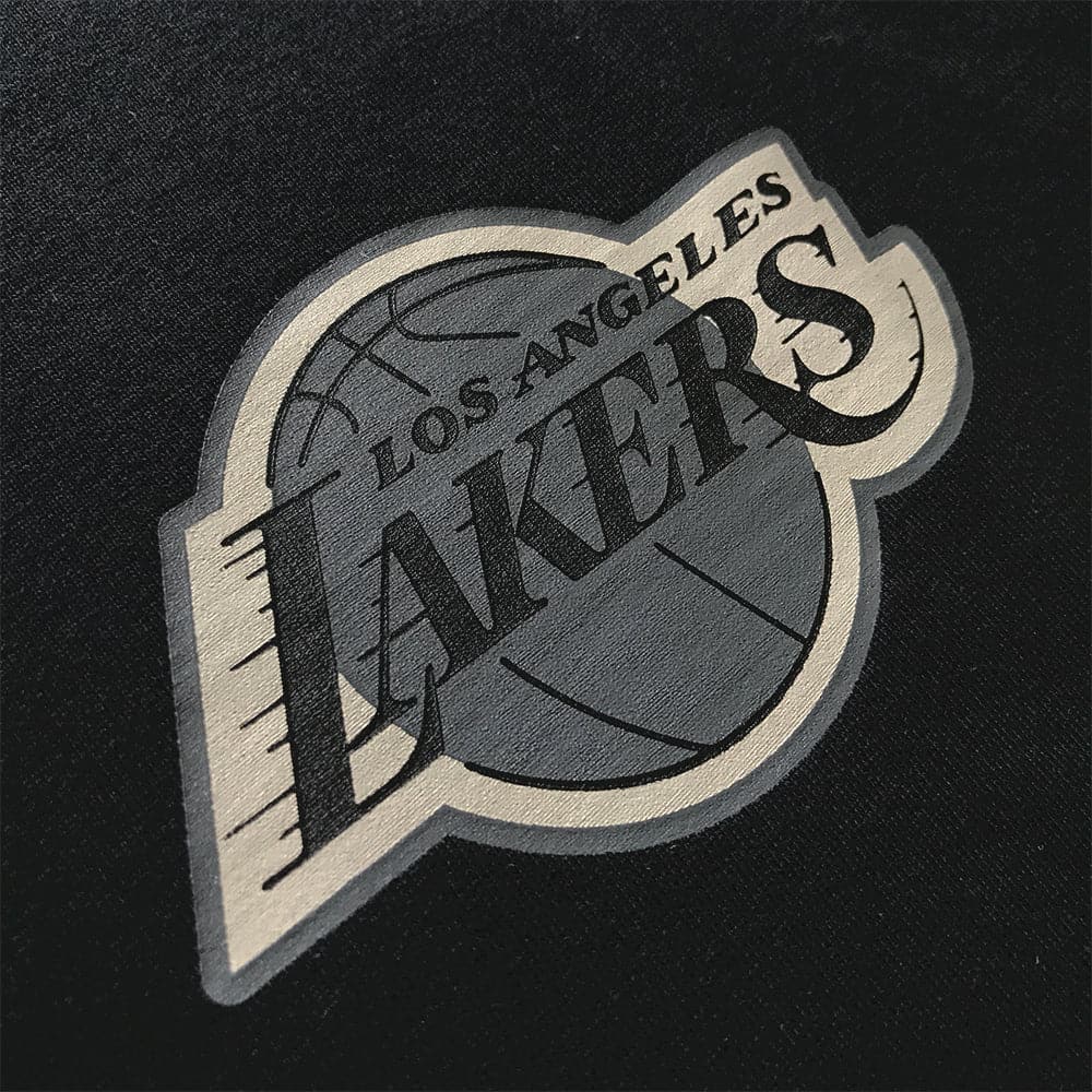 Mitchell And Ness T-Shirts Los Angeles Lakers Mitchell & Ness NBA Tonal Outline Heavyweight Long Sleeve T-Shirt - Black