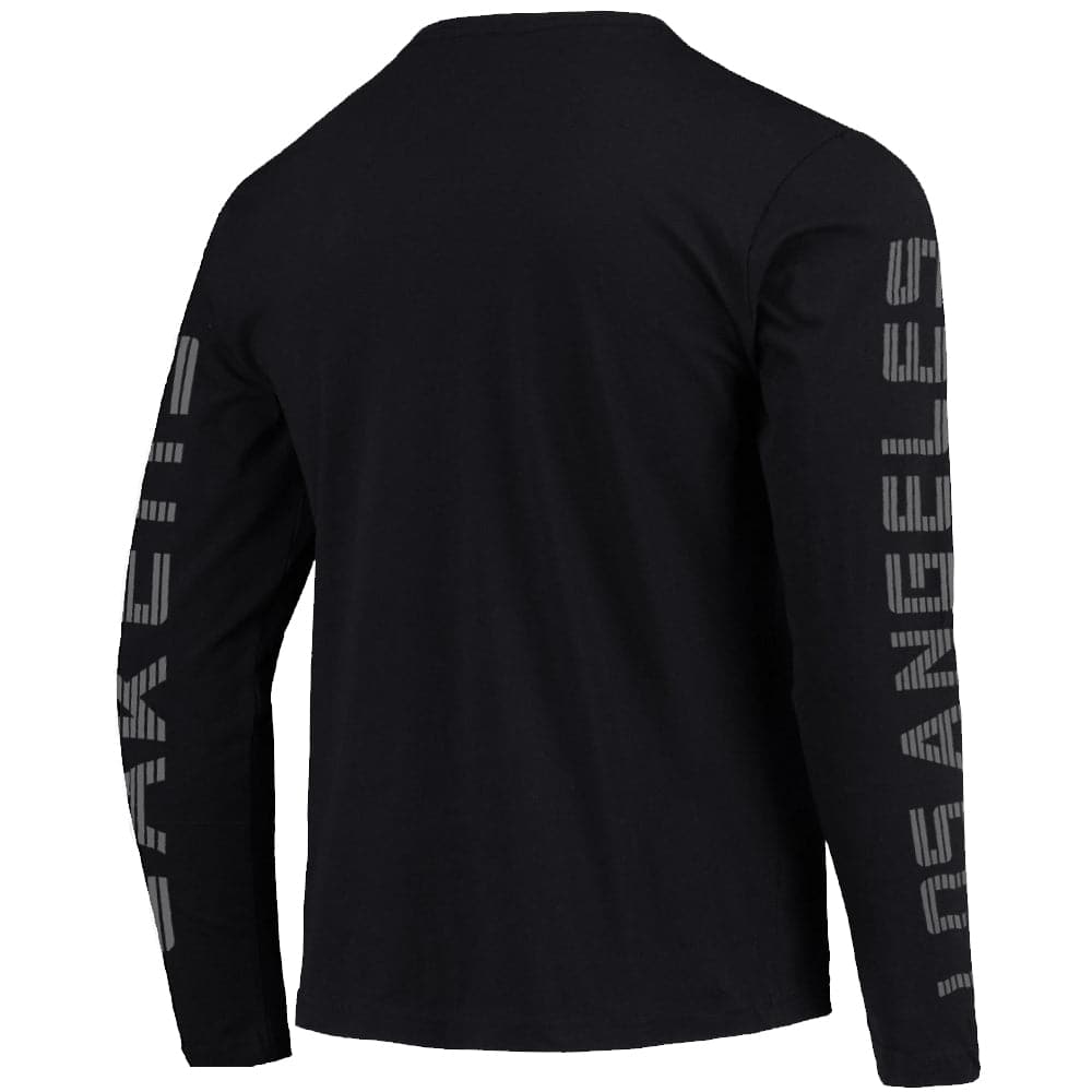 Mitchell And Ness T-Shirts Los Angeles Lakers Mitchell & Ness NBA Tonal Outline Heavyweight Long Sleeve T-Shirt - Black