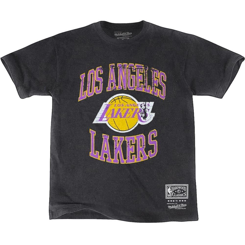 Mitchell And Ness T-Shirts Los Angeles Lakers Mitchell & Ness NBA Vintage Crest Logo T-Shirt - Black