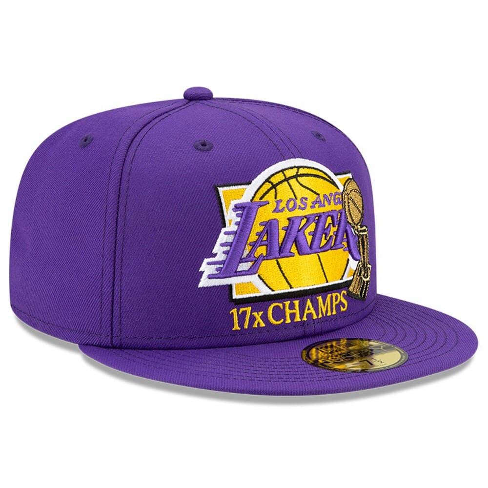 New Era Caps Los Angeles Lakers New Era NBA 17 x Champs 59FIFTY Fitted Hat - Purple