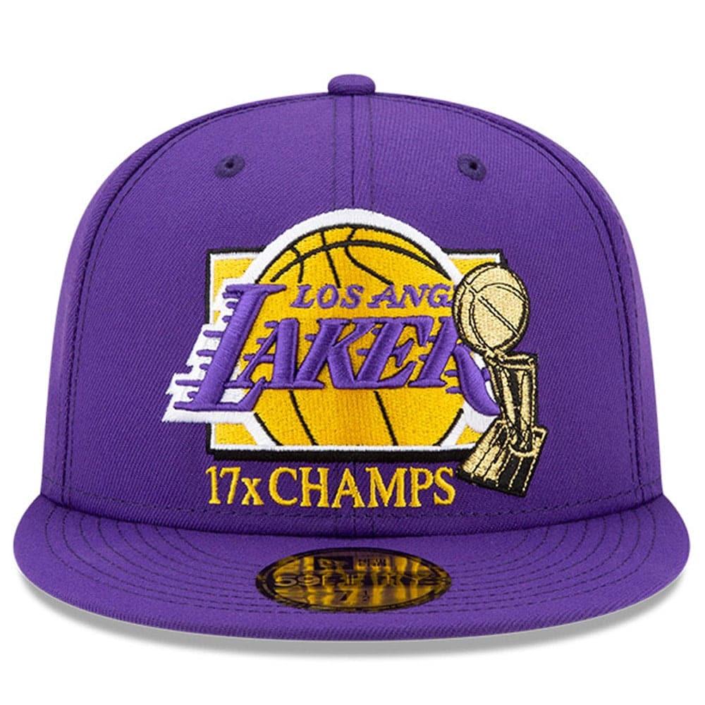 New Era Caps Los Angeles Lakers New Era NBA 17 x Champs 59FIFTY Fitted Hat - Purple