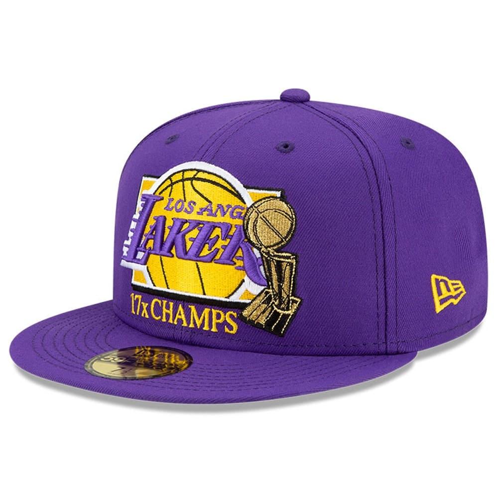 New Era Caps Los Angeles Lakers New Era NBA 17 x Champs 59FIFTY Fitted Hat - Purple