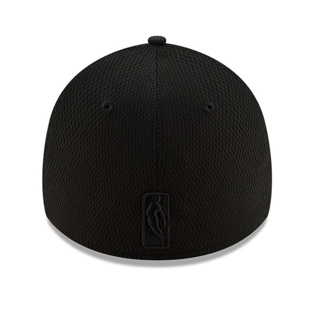 New Era Caps Los Angeles Lakers New Era NBA 2020 Back Half Black On Black 39THIRTY Flex Fit Curve Hat