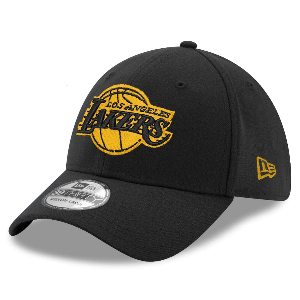 New Era Caps Los Angeles Lakers New Era NBA Amber Logo 39THIRTY Curve Hat - Black