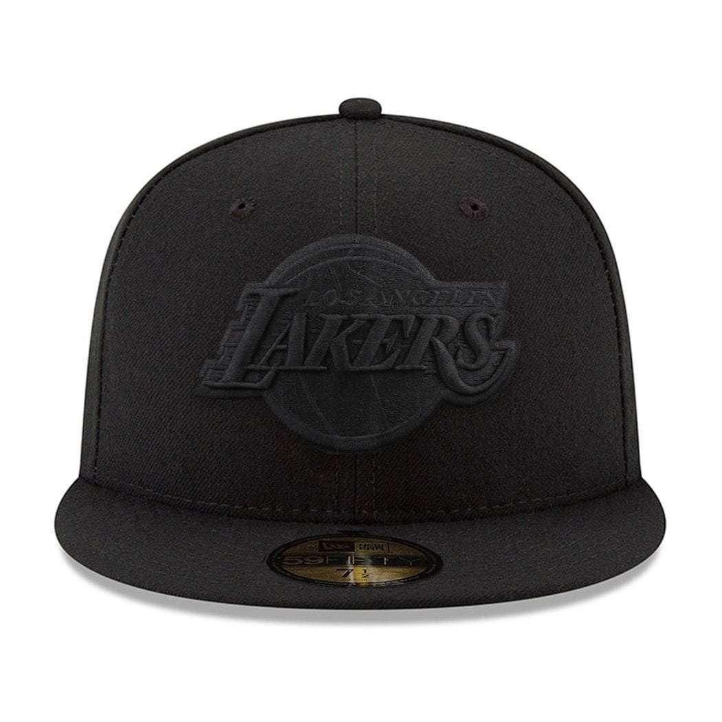 New Era Caps Los Angeles Lakers New Era NBA Black On Black Team Logo 59FIFTY Fitted Hat