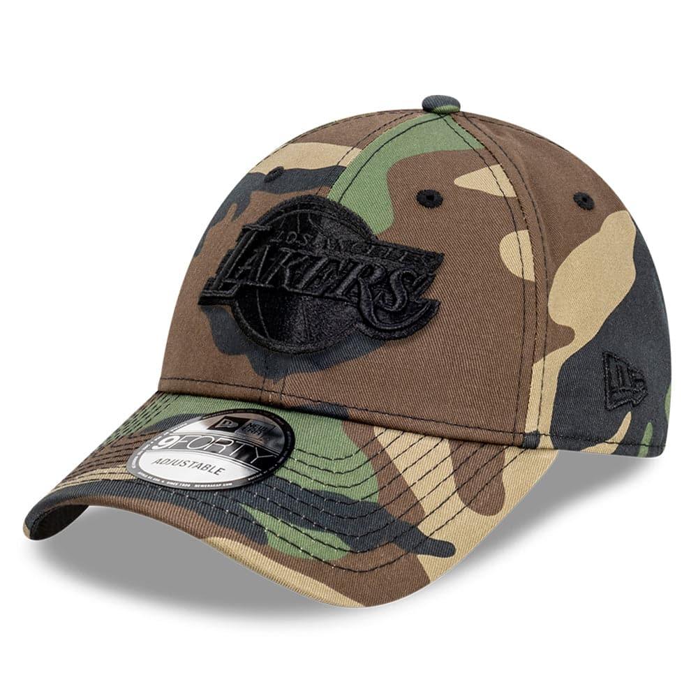 New Era Caps Los Angeles Lakers New Era NBA Black Tonal 9FORTY Snapback Curve Hat - Camo