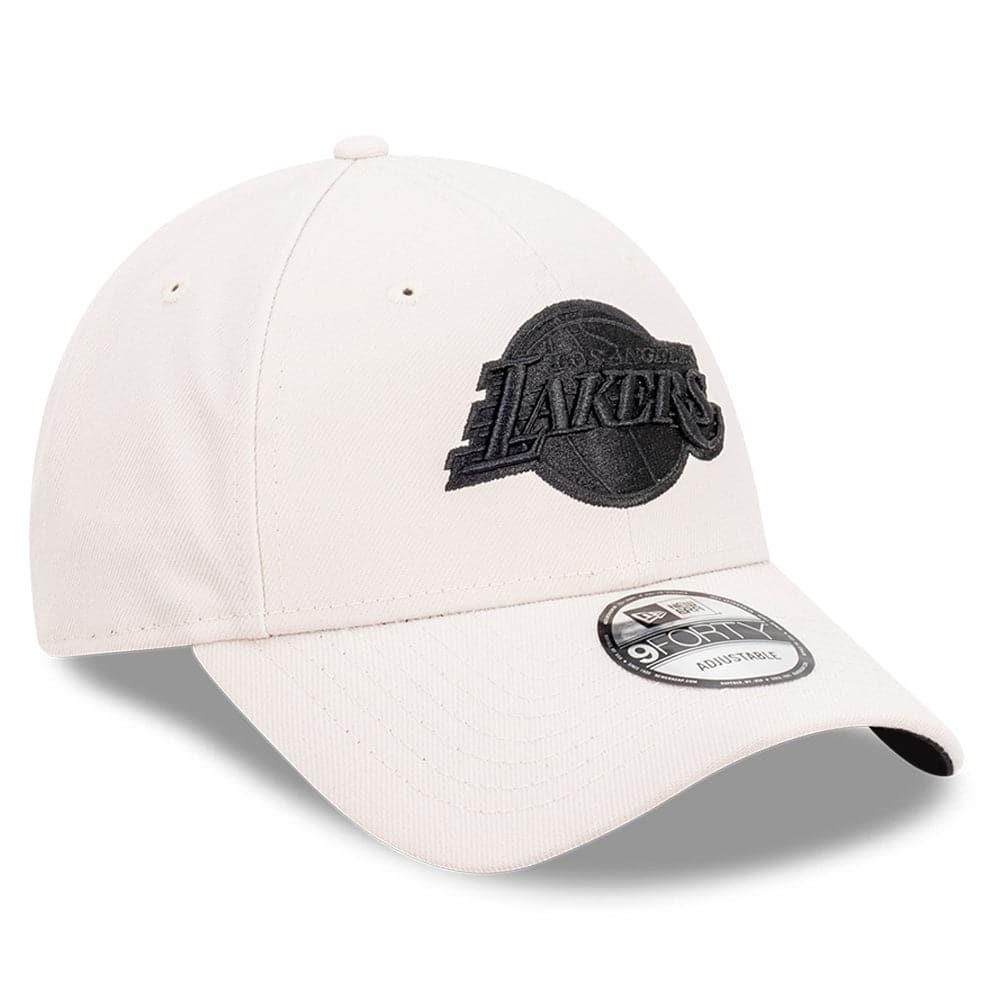 New Era Caps Los Angeles Lakers New Era NBA Black Tonal 9FORTY Snapback Curve Hat - Stone
