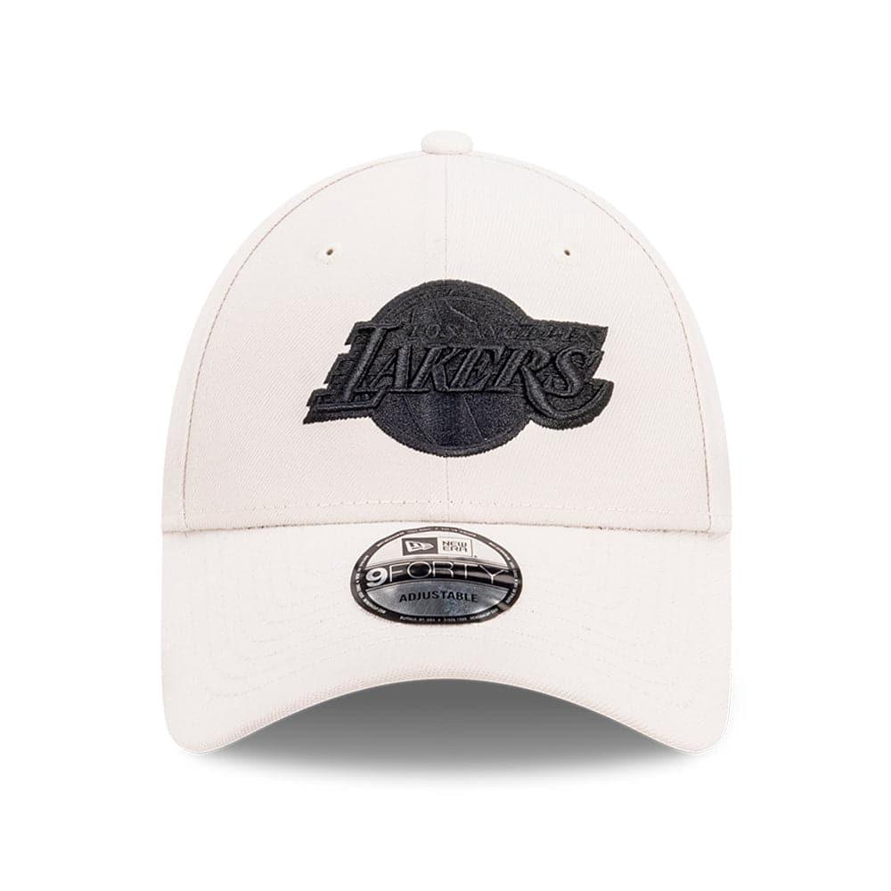 New Era Caps Los Angeles Lakers New Era NBA Black Tonal 9FORTY Snapback Curve Hat - Stone