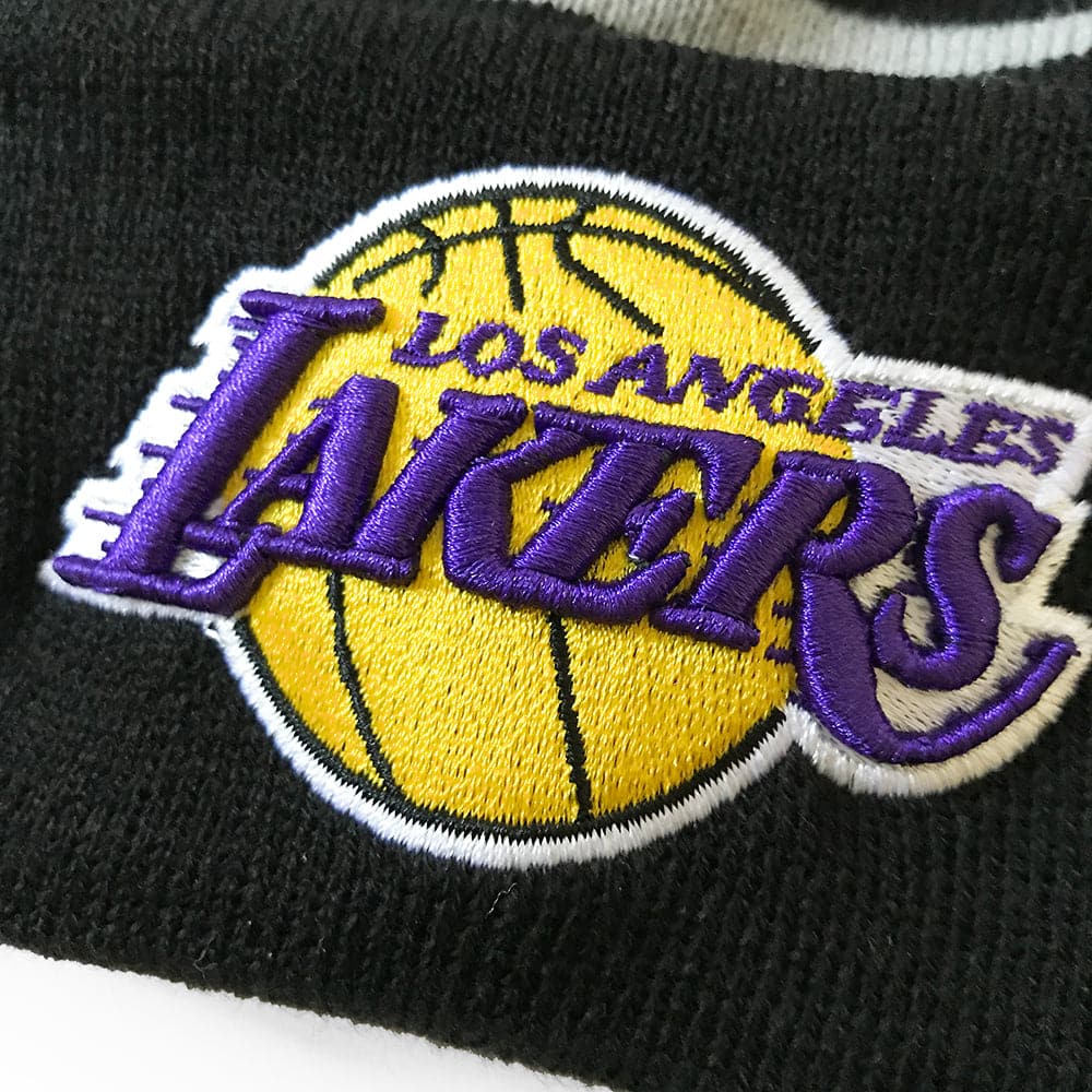 New Era Beanies Los Angeles Lakers New Era NBA Grey Stripe Knit Beanie - Black