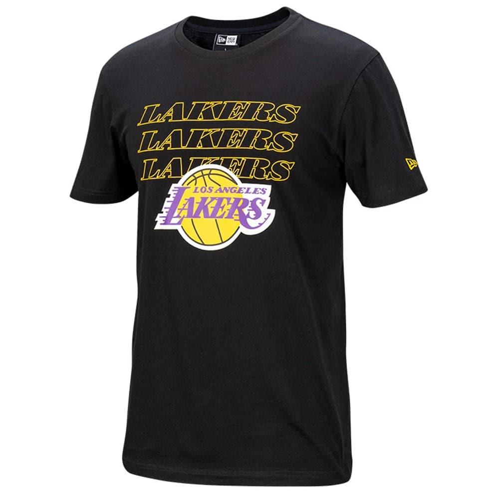 New Era T-Shirts Los Angeles Lakers New Era NBA Neon Repeat T-Shirt - Black
