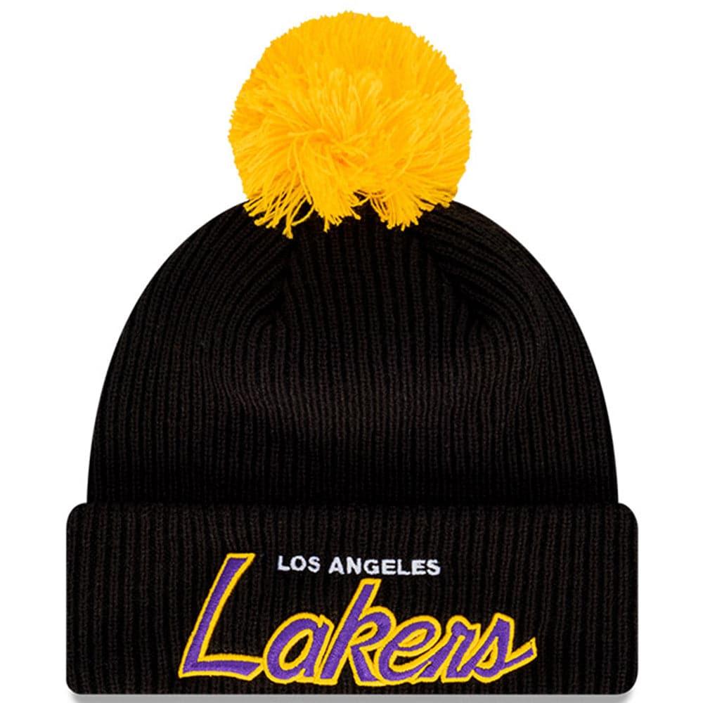 New Era Beanies Los Angeles Lakers New Era NBA Pom Script Beanie - Black