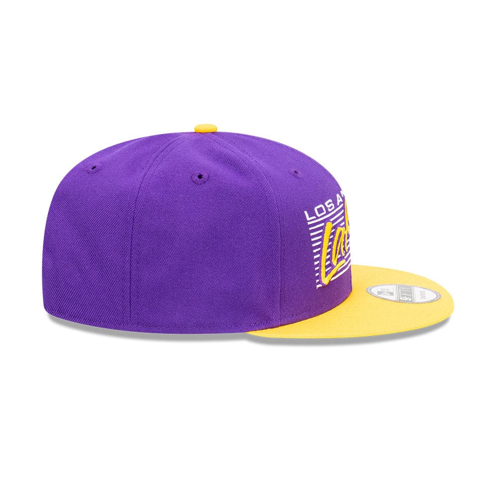 New Era Caps Los Angeles Lakers New Era NBA Retro Script 9FIFTY Snapback Hat - Purple