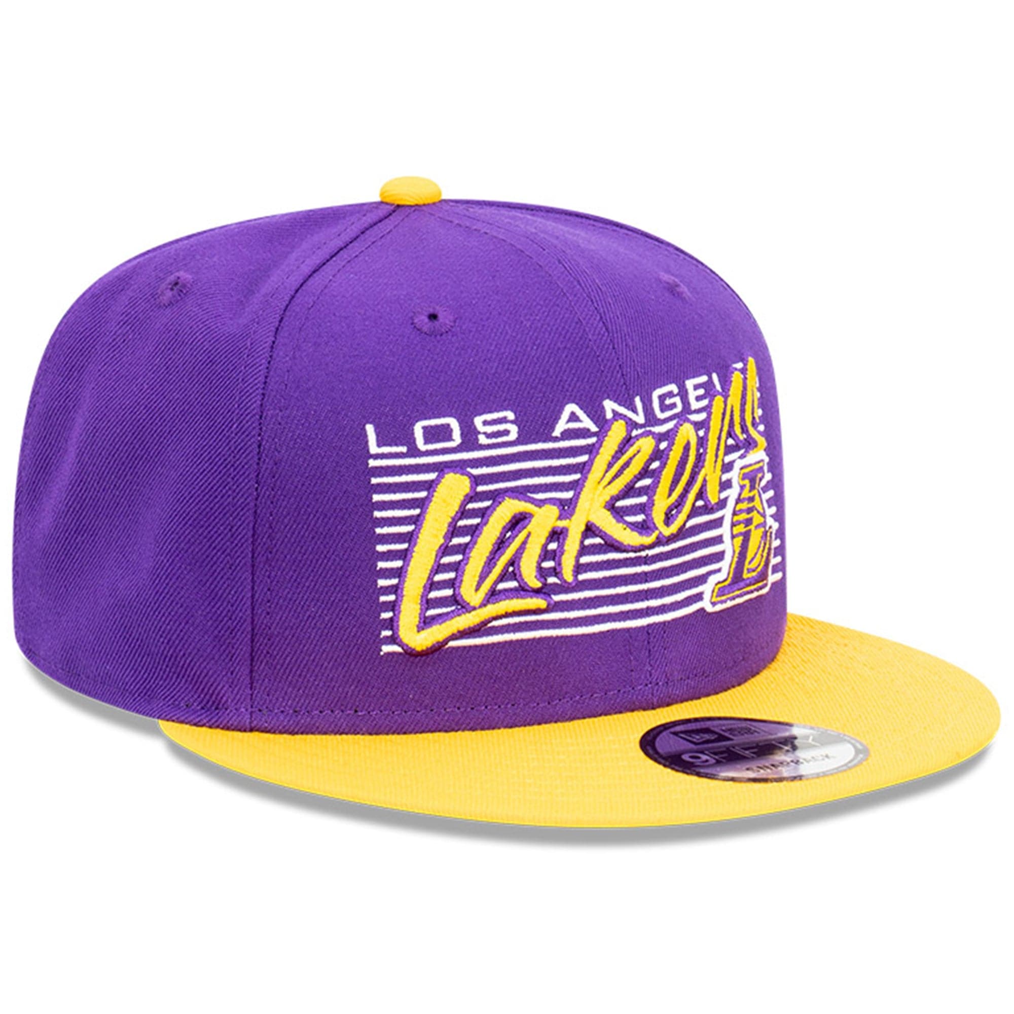 New Era Caps Los Angeles Lakers New Era NBA Retro Script 9FIFTY Snapback Hat - Purple
