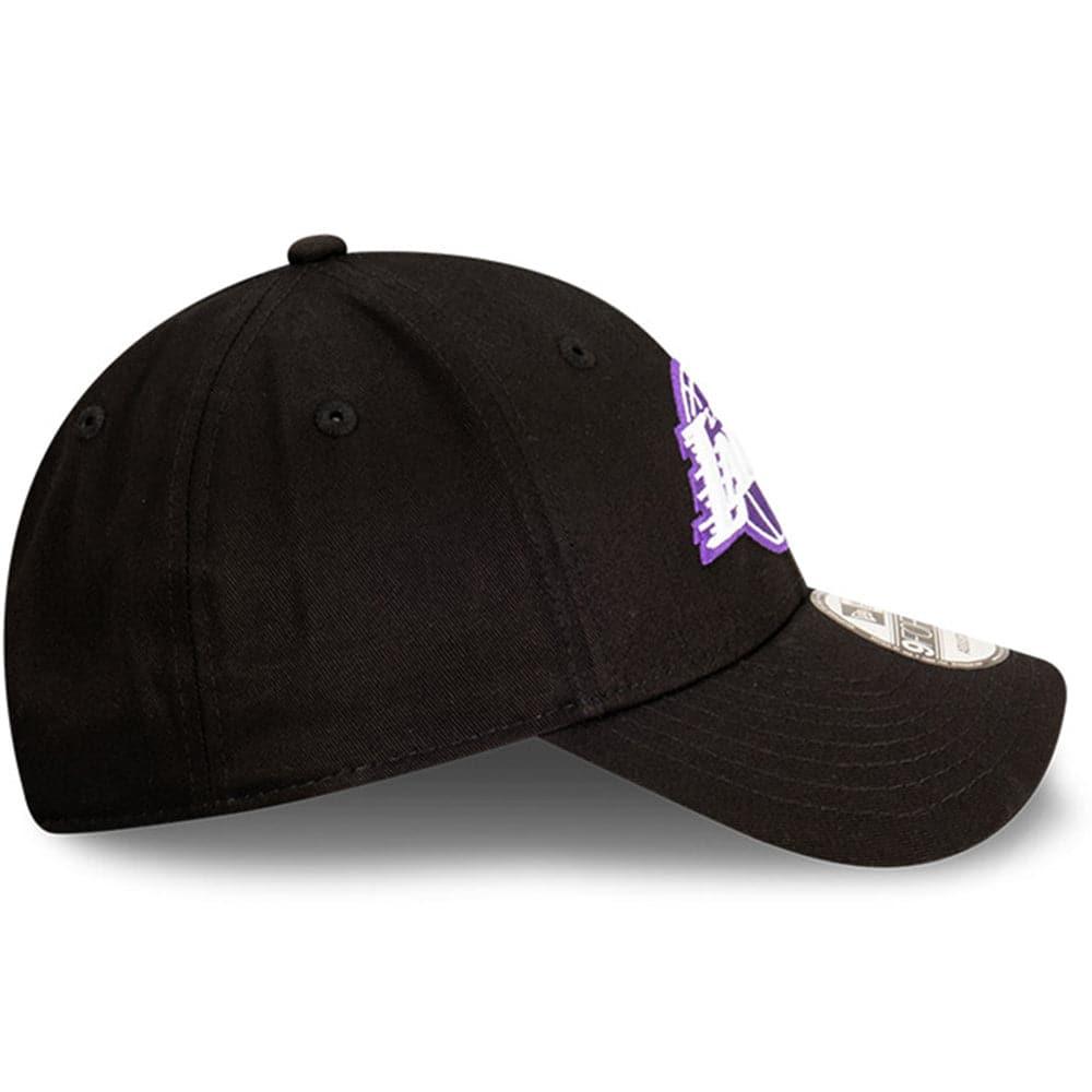 New Era Caps Los Angeles Lakers New Era NBA Team Stripes 9FORTY Cloth Strap Curve Hat - Black