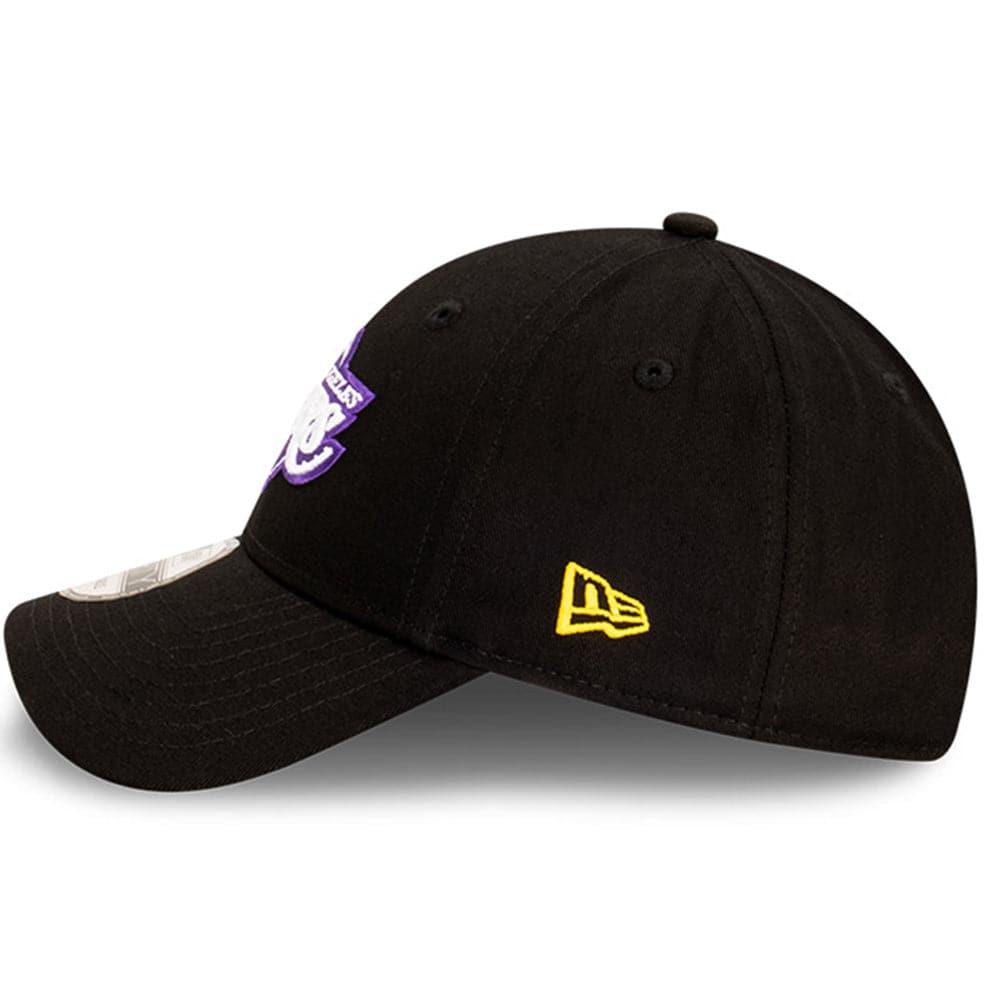New Era Caps Los Angeles Lakers New Era NBA Team Stripes 9FORTY Cloth Strap Curve Hat - Black