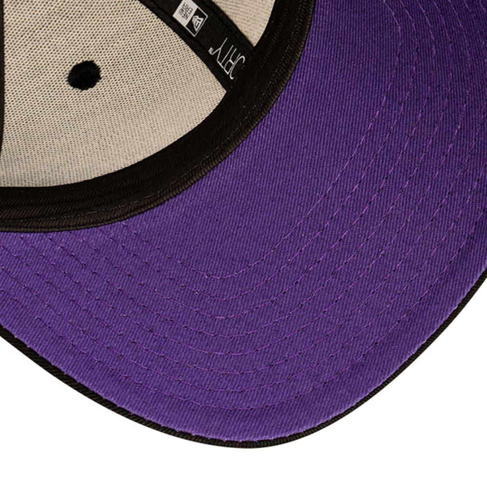 New Era Caps Los Angeles Lakers New Era NBA Team Stripes 9FORTY Cloth Strap Curve Hat - Black