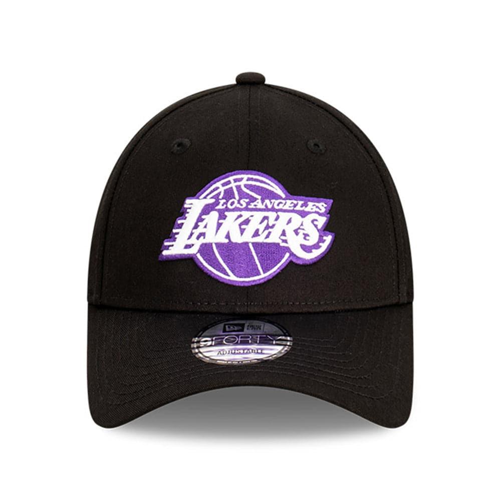 New Era Caps Los Angeles Lakers New Era NBA Team Stripes 9FORTY Cloth Strap Curve Hat - Black