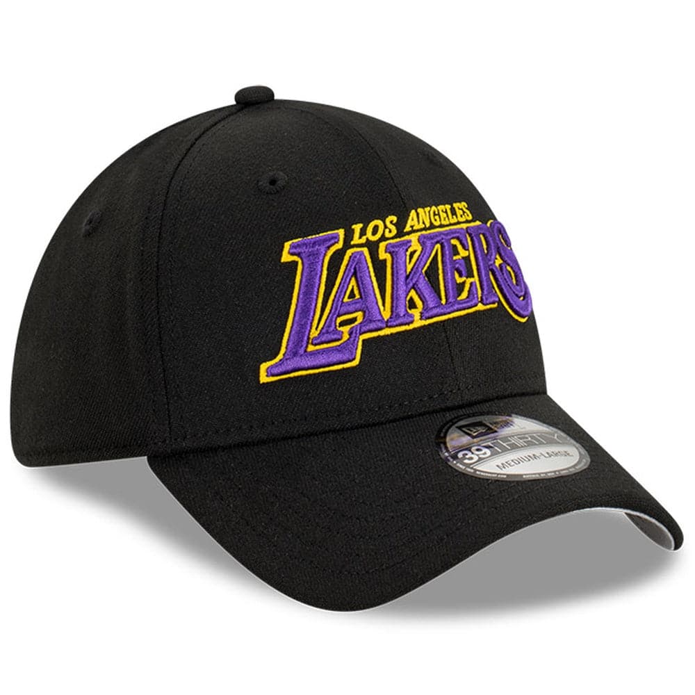 New Era Caps Los Angeles Lakers New Era NBA Wordmark 39THIRTY Stretch Fit Hat - Black