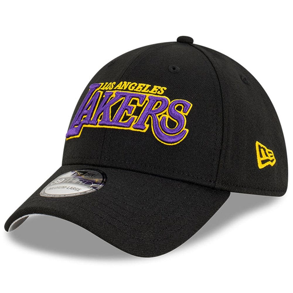 New Era Caps Los Angeles Lakers New Era NBA Wordmark 39THIRTY Stretch Fit Hat - Black