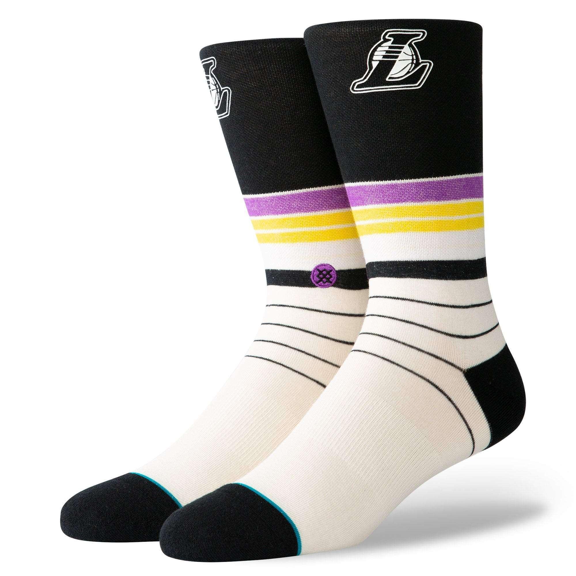 Stance Socks Los Angeles Lakers Stance NBA Baseline Crew Socks - Black/Beige