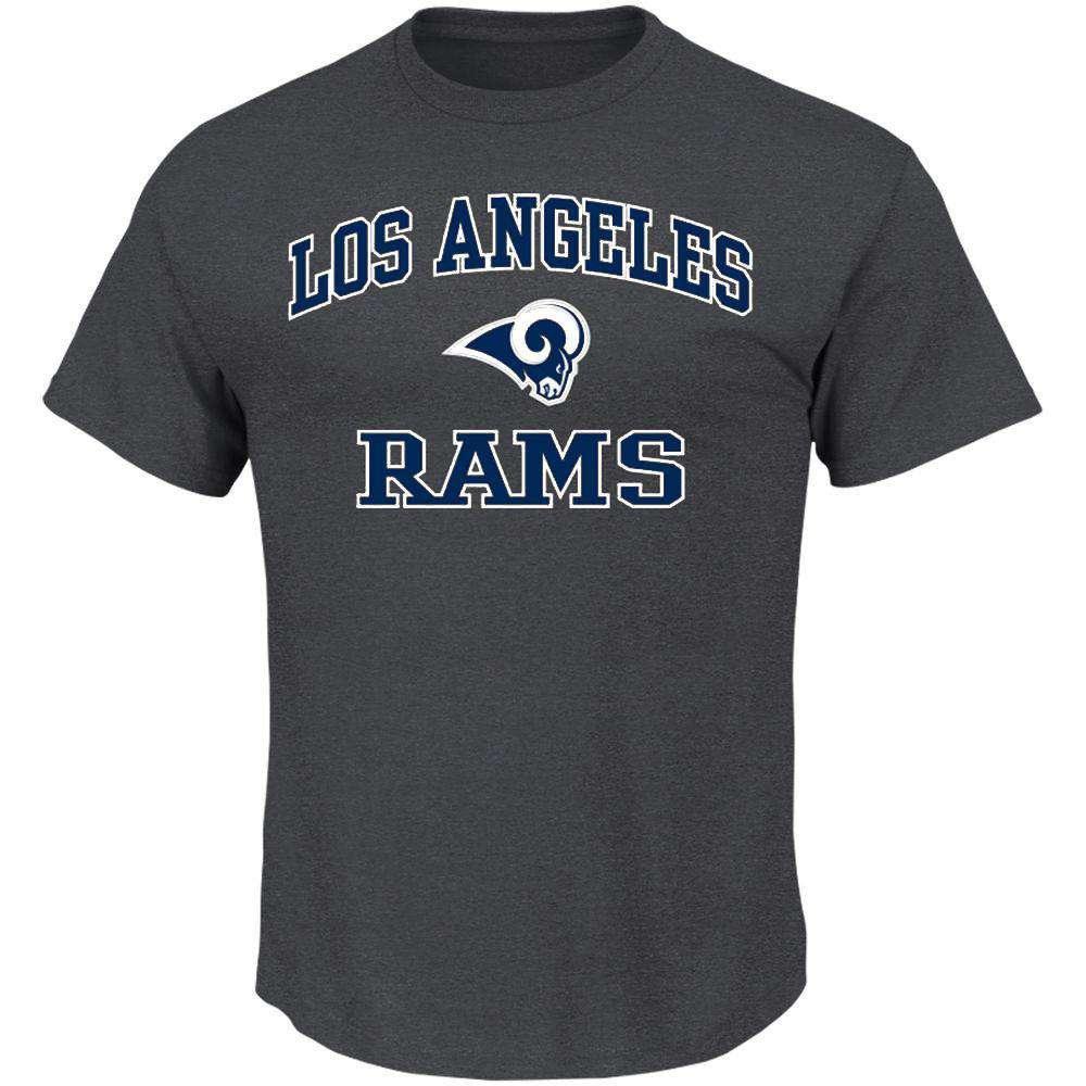Majestic Athletic T-Shirts Los Angeles Rams Majestic NFL Heart & Soul T-Shirt - Charcoal