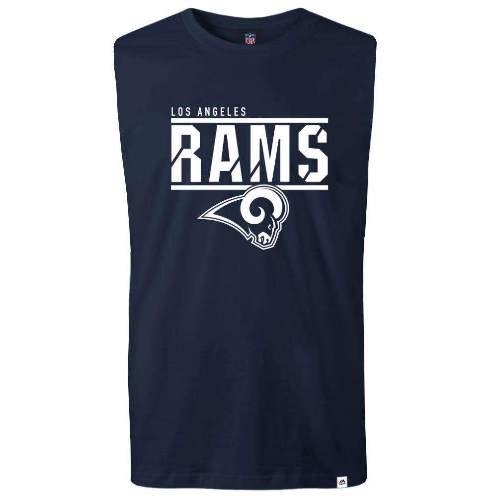 Majestic Athletic T-Shirts Los Angeles Rams Majestic NFL Team Flex Sleeveless Muscle T-Shirt - Navy