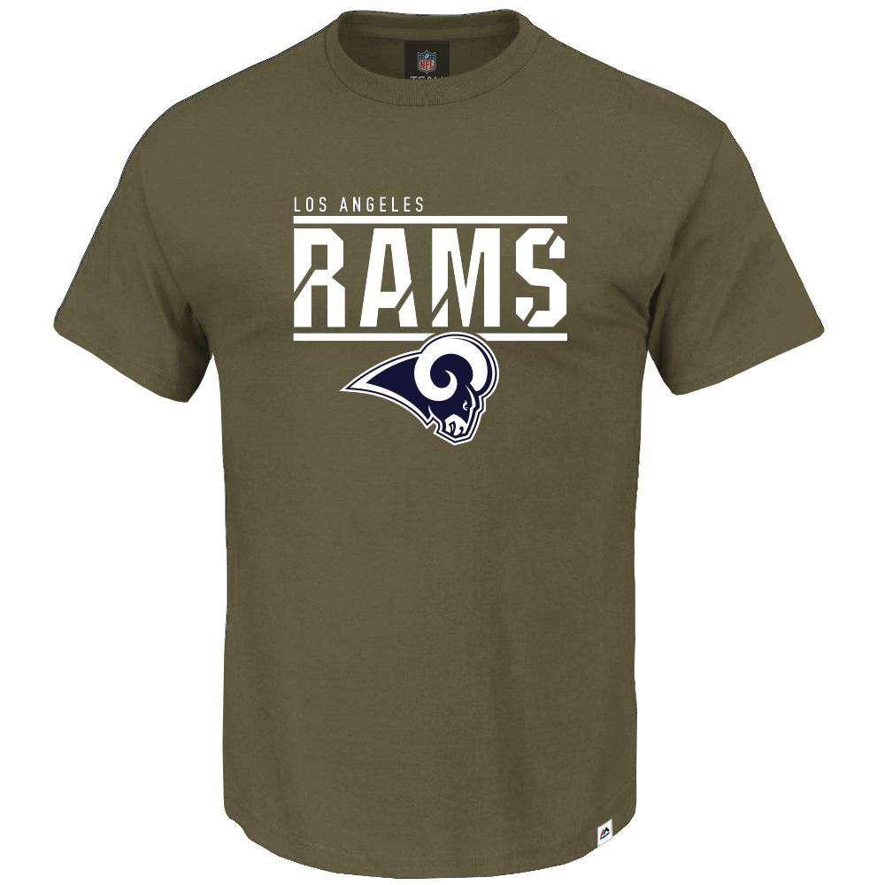 Majestic Athletic T-Shirts Los Angeles Rams Majestic NFL Team Flex T-Shirt - Army