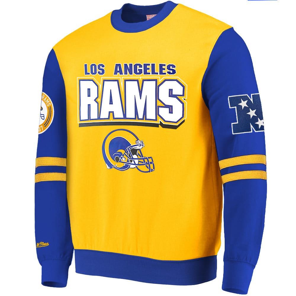 Mitchell And Ness Jumpers Los Angeles Rams Mitchell & Ness NFL All Over 2.0 Crew Jumper - Gold