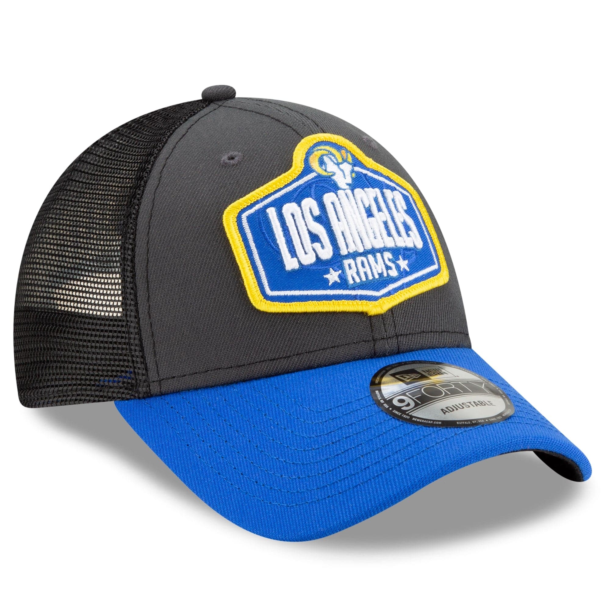 New Era Caps Los Angeles Rams New Era 2021 NFL Draft 9FORTY Snapback Curve Hat - Graphite