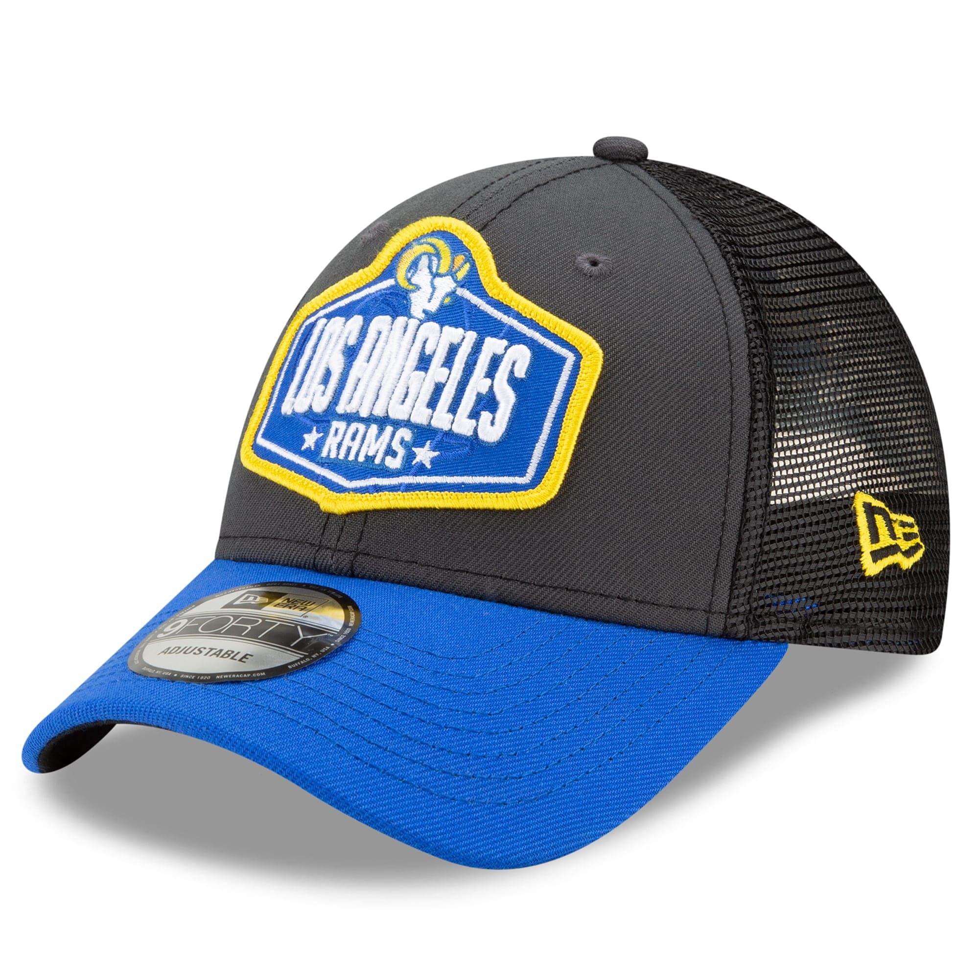 New Era Caps Los Angeles Rams New Era 2021 NFL Draft 9FORTY Snapback Curve Hat - Graphite